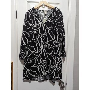 H&M Black white patterned tunic Dress XSmall